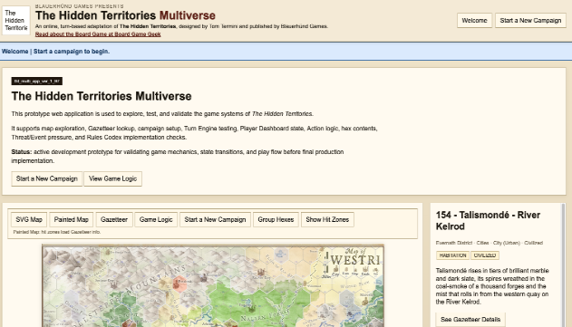 The Hidden Territories online prototype